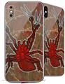 2 Decal style Skin Wraps set for Apple iPhone X and XS Weaving Spiders